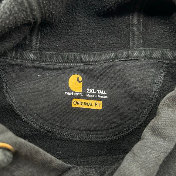 Men's Black Carhartt Original Fit Logo Midweight Logo Sleeve Graphic Hoodie 2XLT - Picture 2 of 8